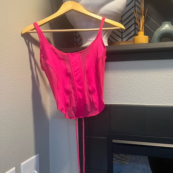 hot pink mesh bustier top - Picture 3 of 4